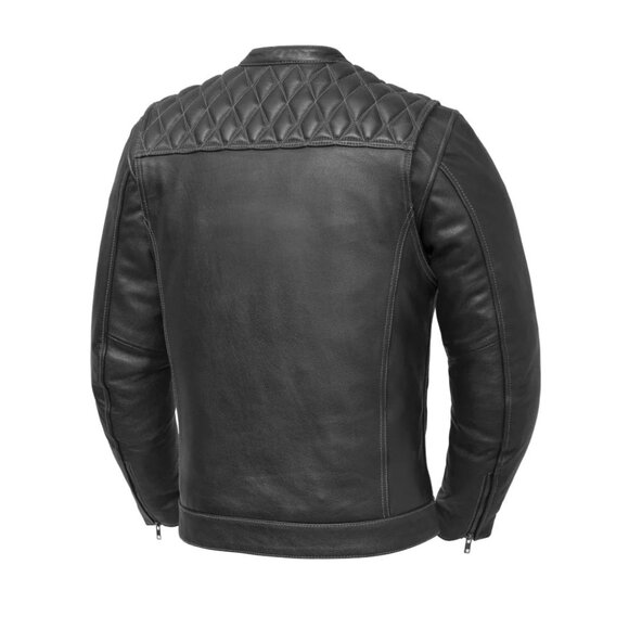 Cinder Men's Cafe Style Leather Jacket - Picture 3 of 8